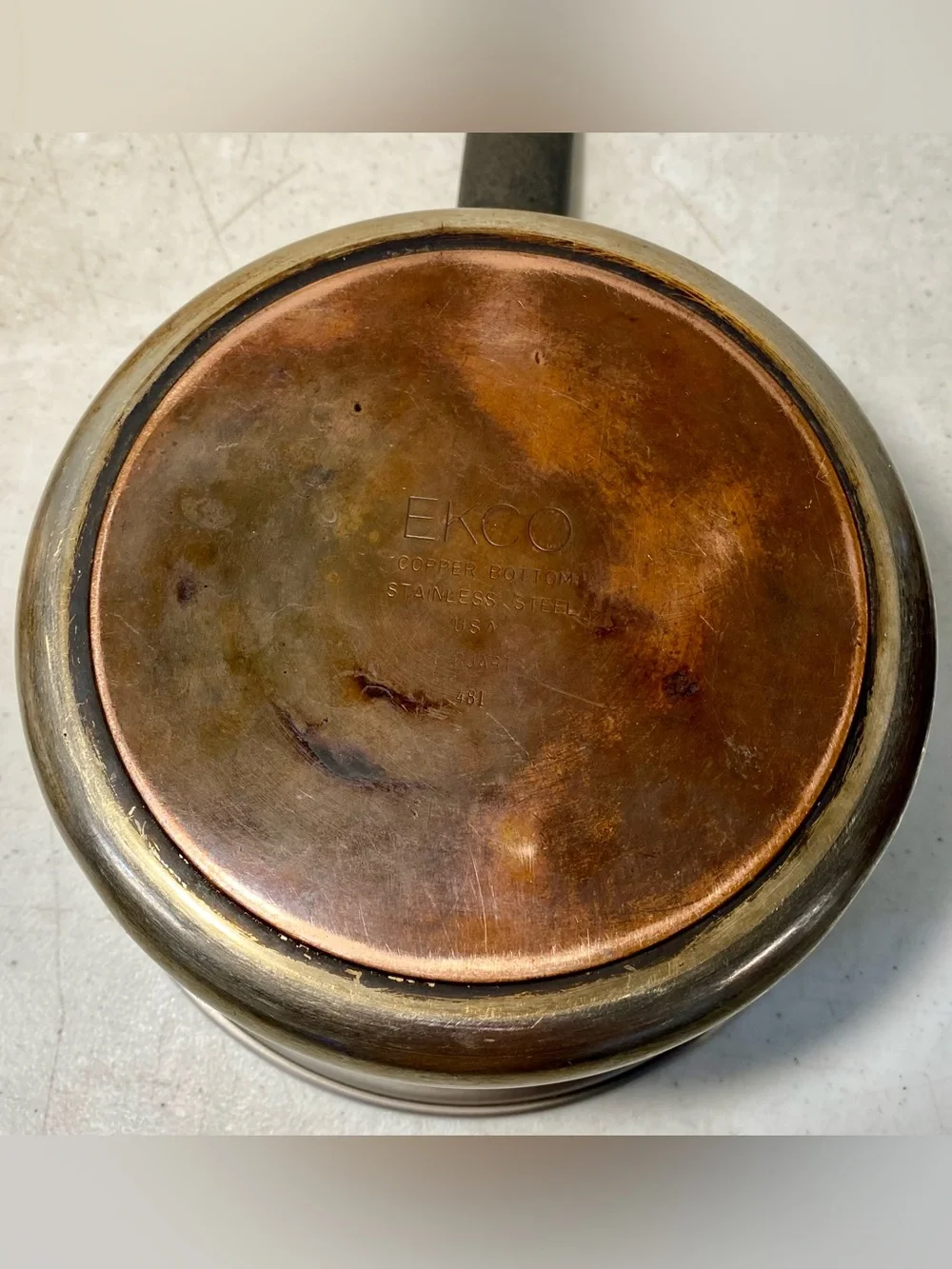 Vintage EKCO Saucepan w/ Lid Copper Botton Stainless Steel 2 Quart Made In USA